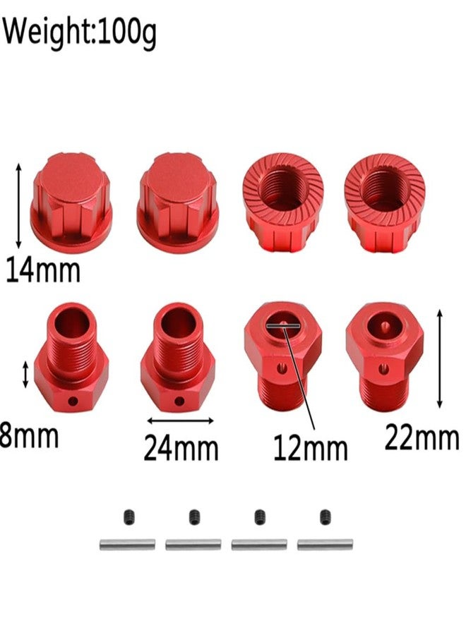 UURCSKY Aluminum Wheel Hex Adapter & Wheel Nut 24mm for Arrma 1/5 KRATON 8S BLX,Outcast 8S BLX Upgrades Parts,Wheel Hub Adapter Parts # ARA310928# ARA310929 (Red) - Image 4